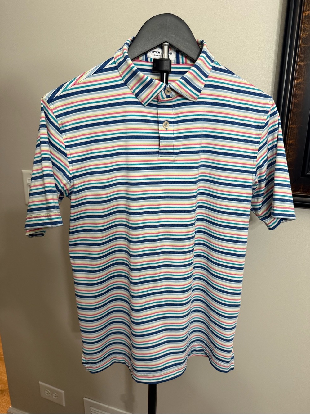 Peter Millar Boys' Short-Sleeve Striped Polo — Blue, White, Teal, Pink